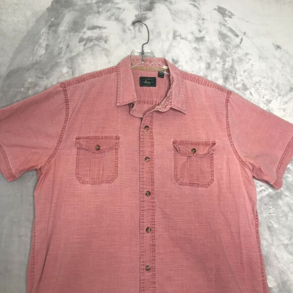 G. H. Bass Shirt Mens XL Red Washed Short Sleeve Button Down Cotton Casual - Picture 2 of 10